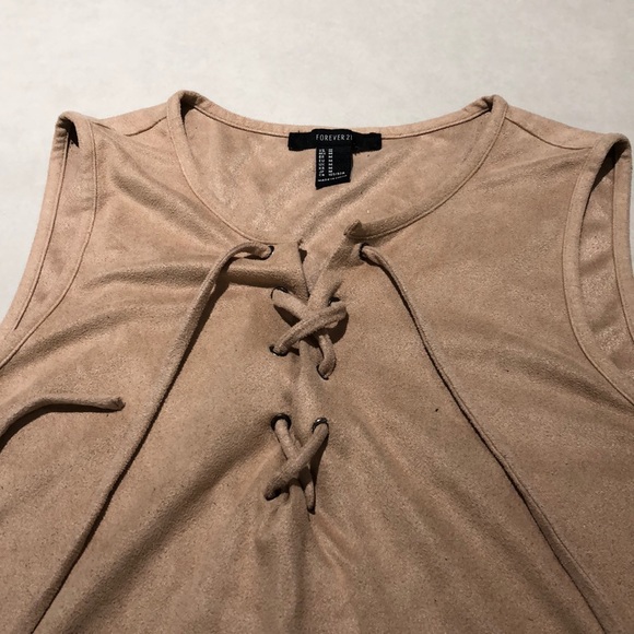 Tank top tan suede like - Picture 2 of 3